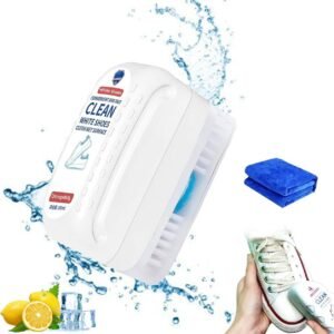 Dual-action 2-in-1 Shoe Brush used on boots and sneakers for quick cleaning