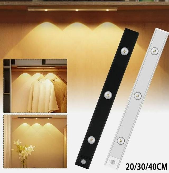 Rechargeable under cabinet light installed in wardrobe