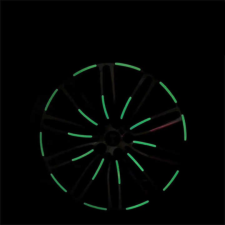 Luminous car wheel stickers glowing in dark conditions