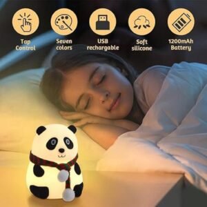 Child-safe panda night light with soft lighting