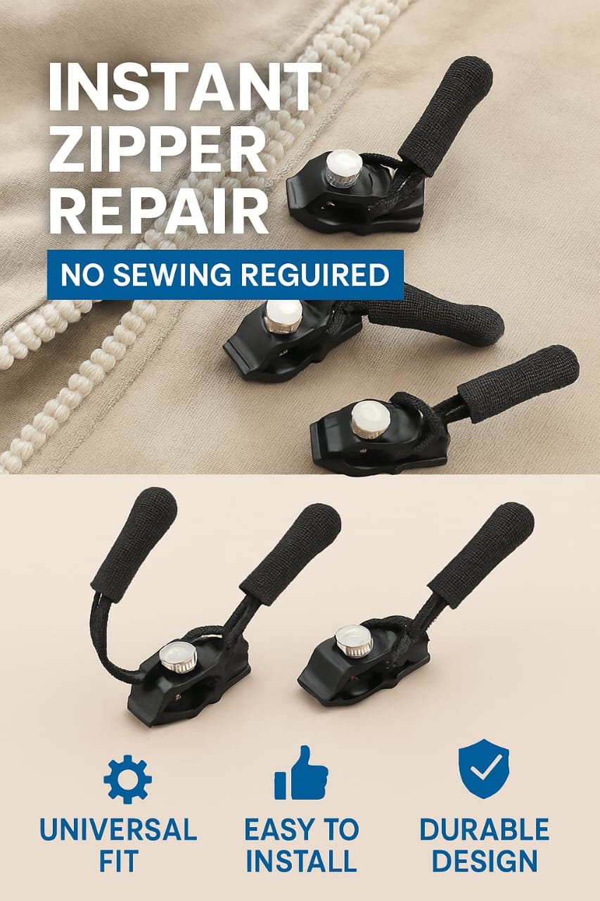 Instant zipper fixer tool for broken zippers – no sewing required