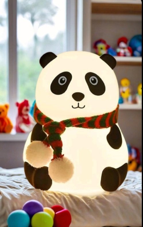 Cute Silicone Panda Night Lamp glowing in multiple colors