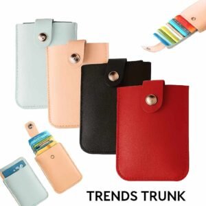 Slim PU leather card holder for men and women with stitched edges