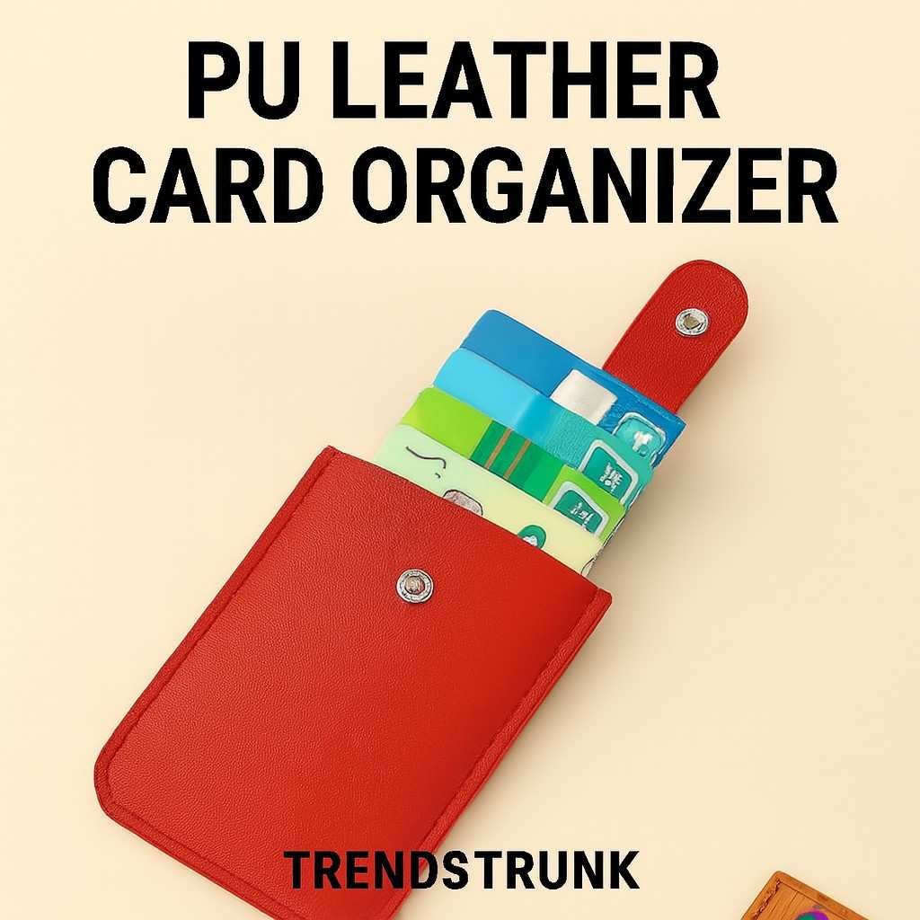 Red PU leather card holder